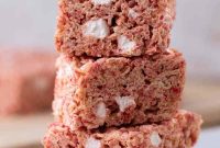 Luscious Strawberry Rice Krispy Squares