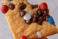 Easy Sheet Pan Red White and Blue MMs Cookie Bars