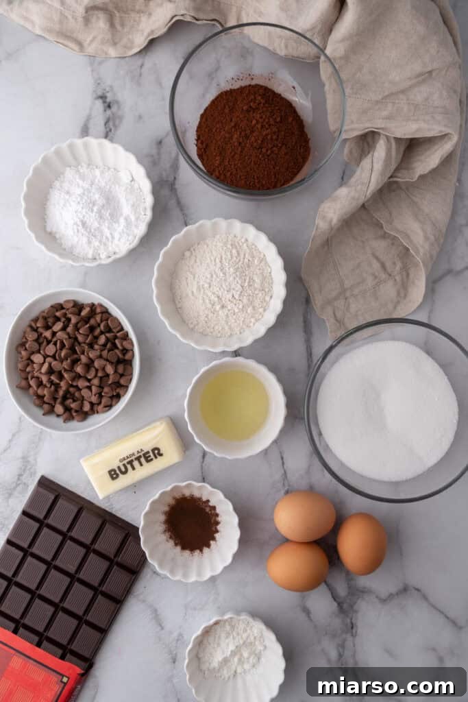 Mastering the World's Best Fudgy Brownies 3 Brownie ingredients on the counter