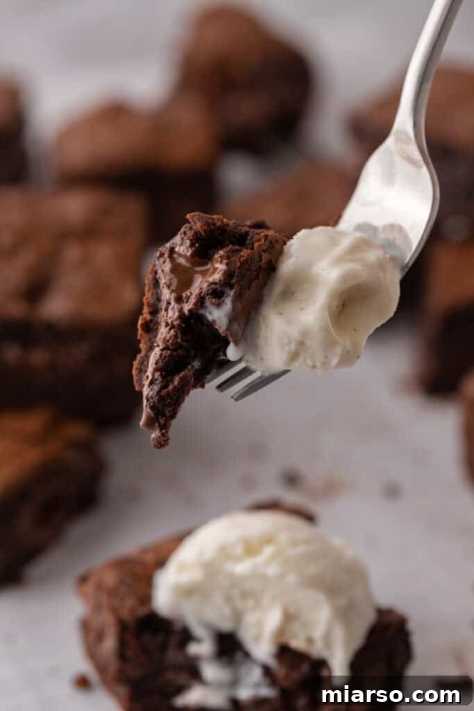 Fork with a brownie bite on it