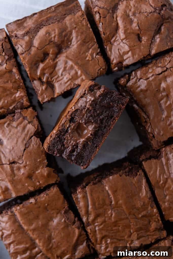 Fudgy Brown Butter Brownies recipe overhead shot