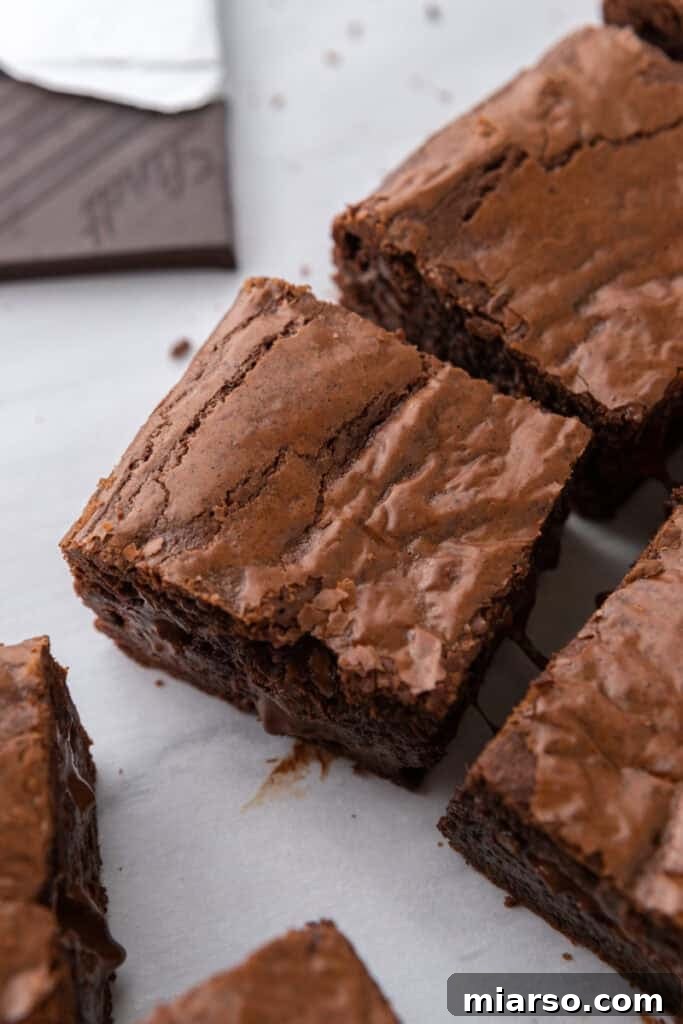 Fudgy Brown Butter Brownies recipe overhead shot