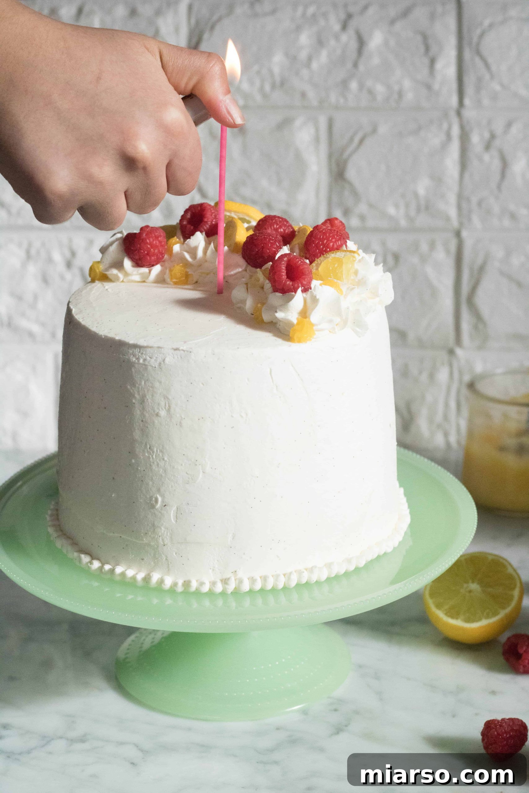 Birthday cake: Vanilla bean Italian meringue, lemon curd, and vanilla cake layers