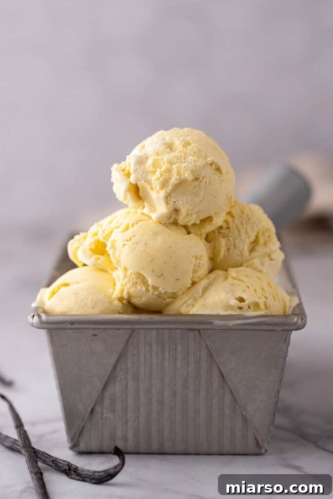 homemade vanilla ice cream recipe in a pan