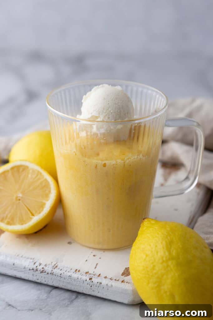 lemon mug cake recipe side shot