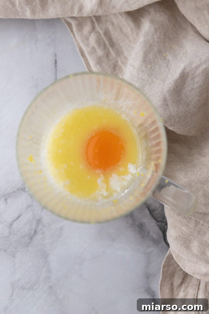 wet ingredients and dry ingredients in a mug