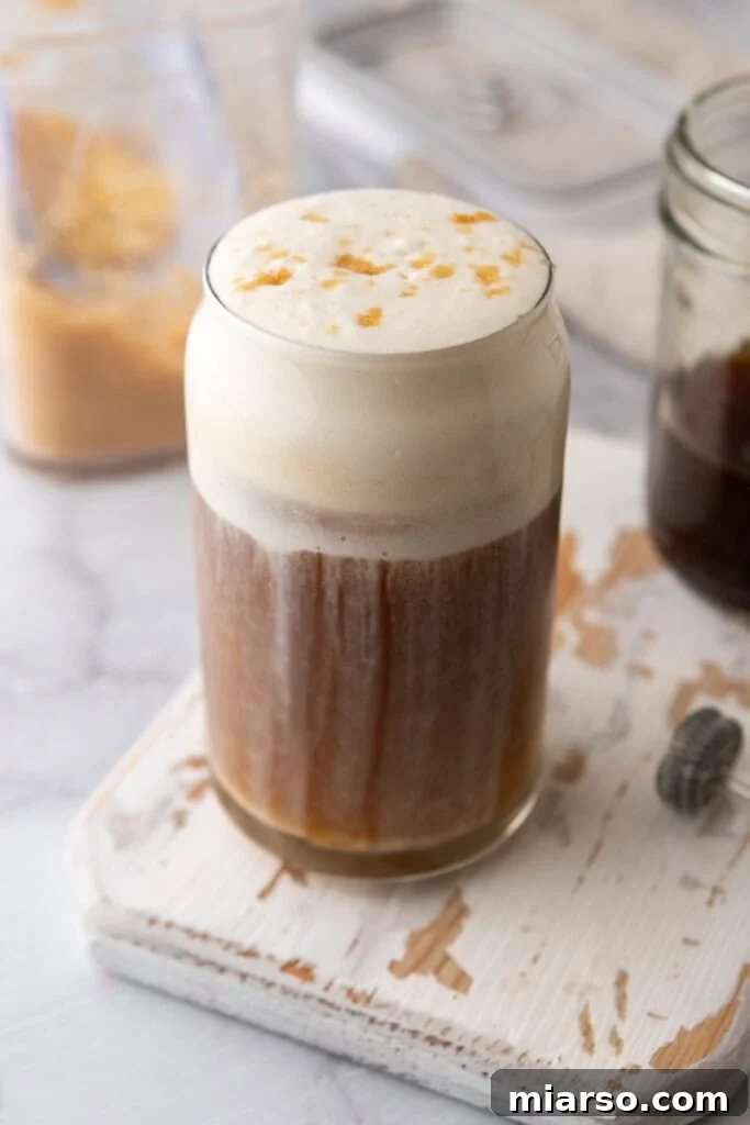 Starbucks Brown Sugar Cold Foam Recipe on top of a coffee