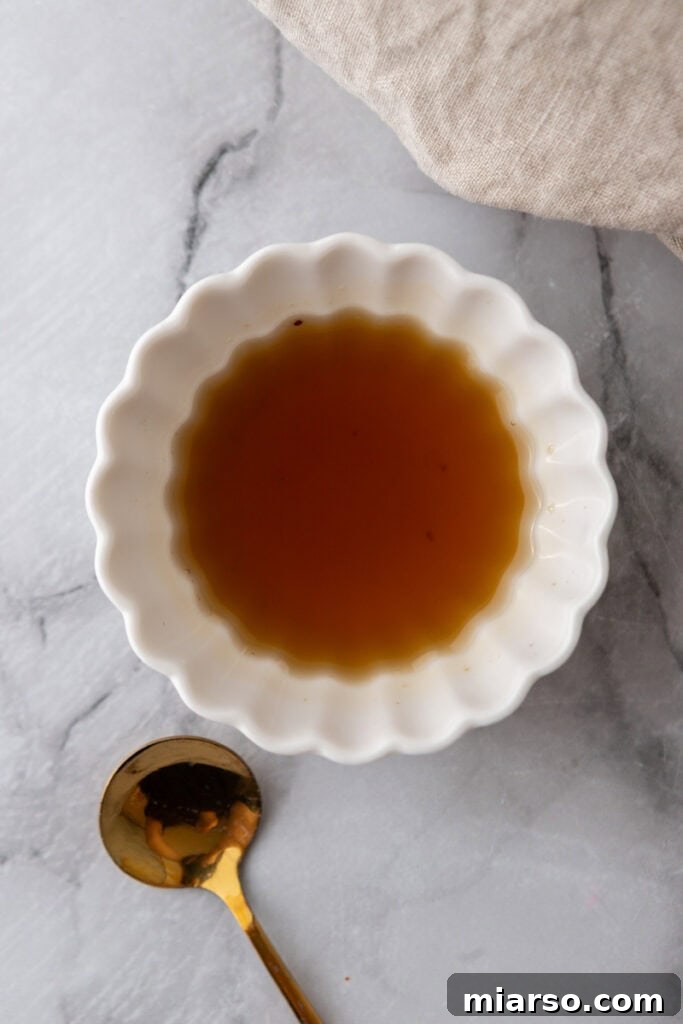 Brown sugar syrup in a small bowl