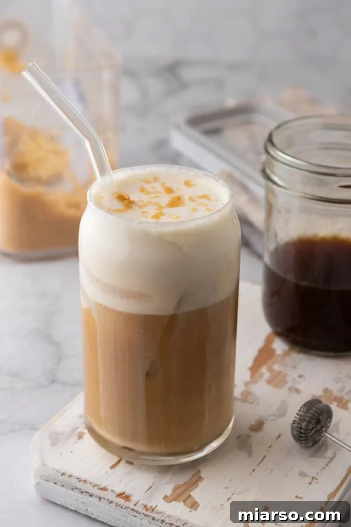 Starbucks Brown Sugar Cold Foam Recipe on top of a coffee