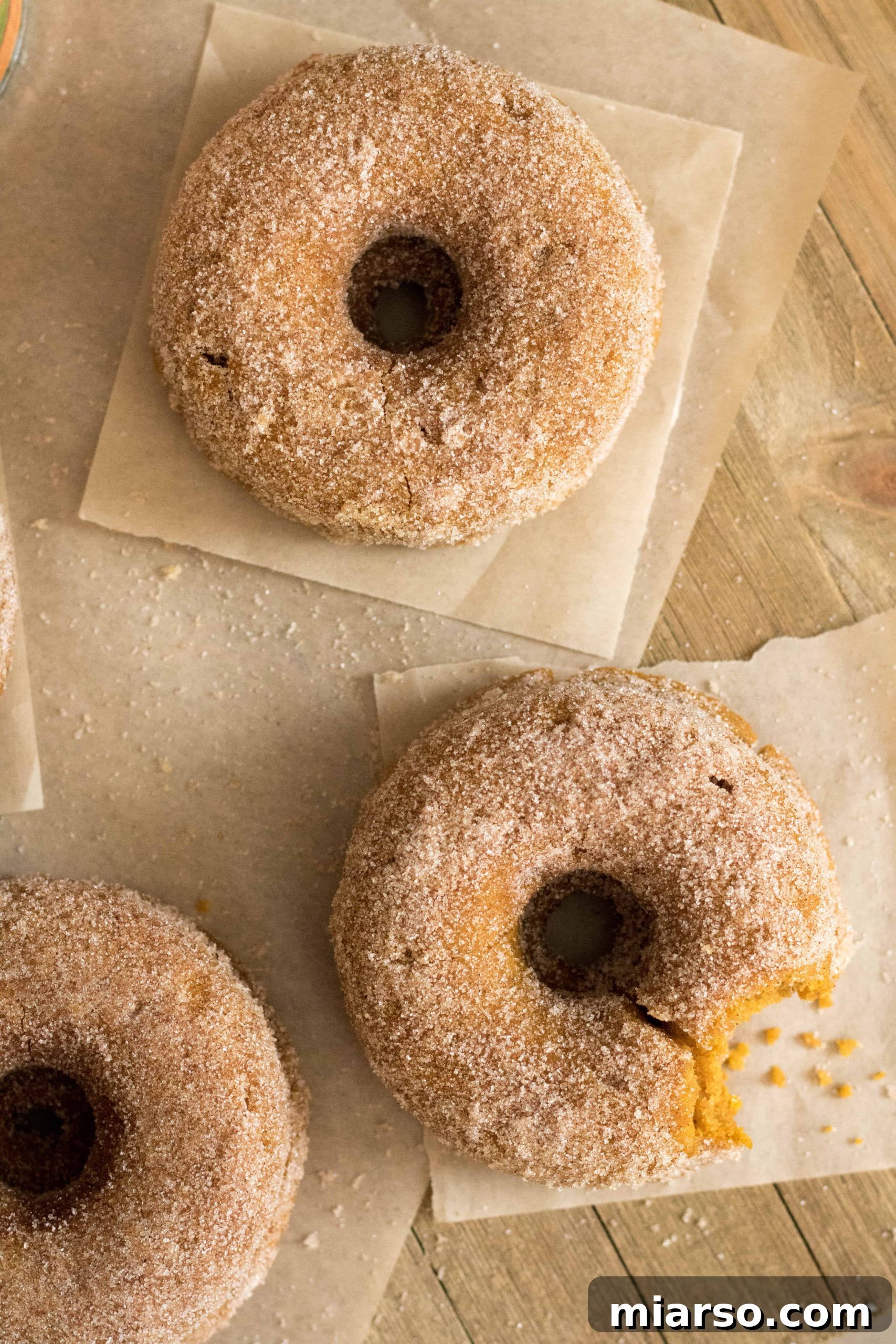 Close-up of small batch baked chocolate donuts