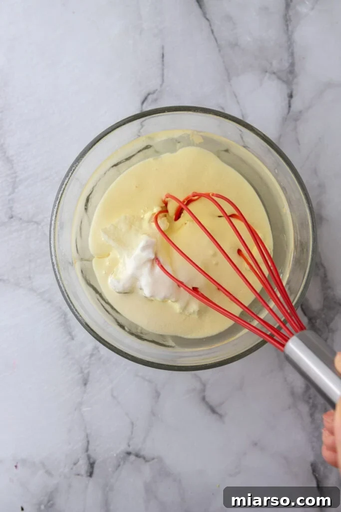 Showstopping Stars and Stripes Bundt Cake 6 ingredients in a bowl