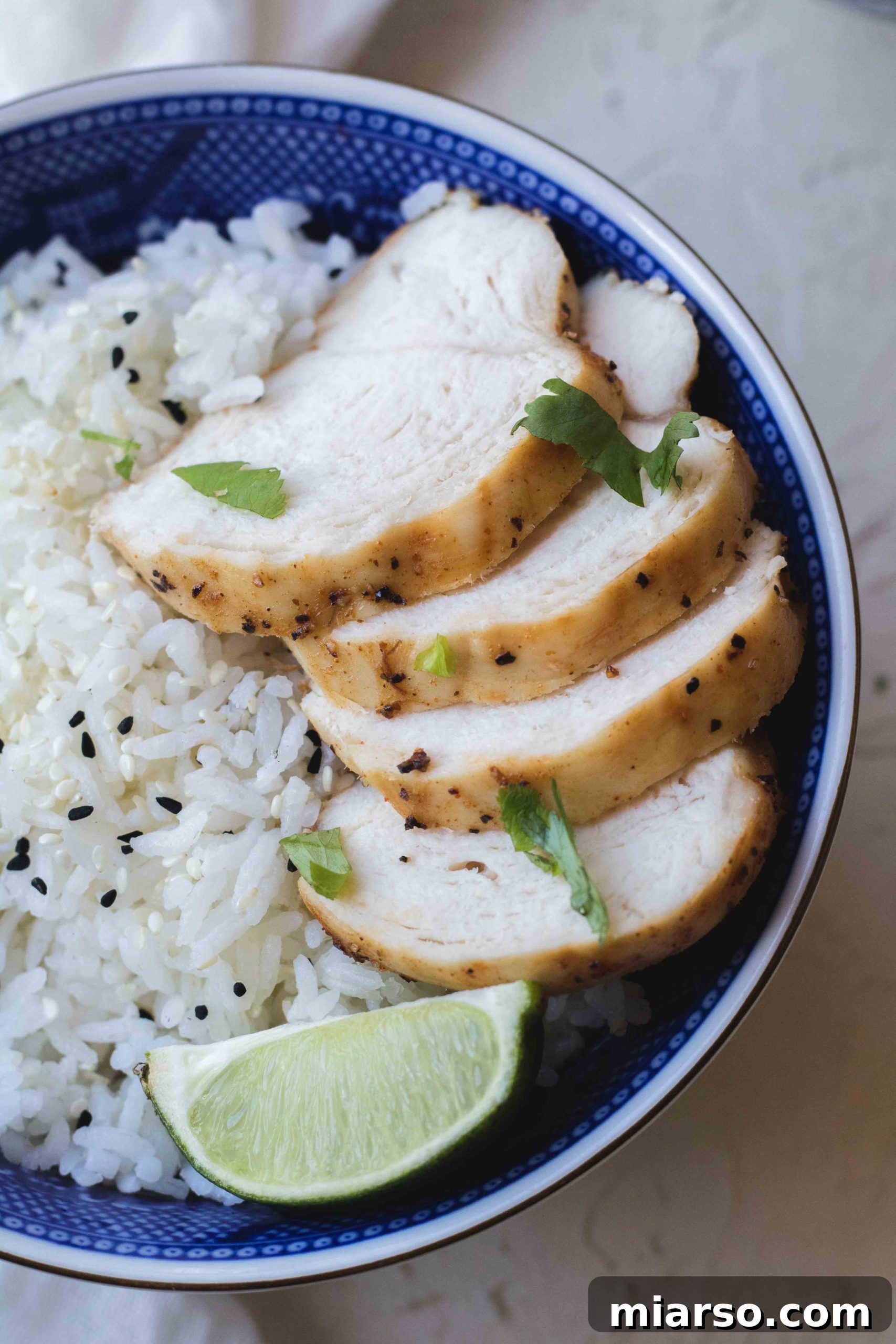 Air fryer chicken breast recipes - close up of a cooked chicken breast
