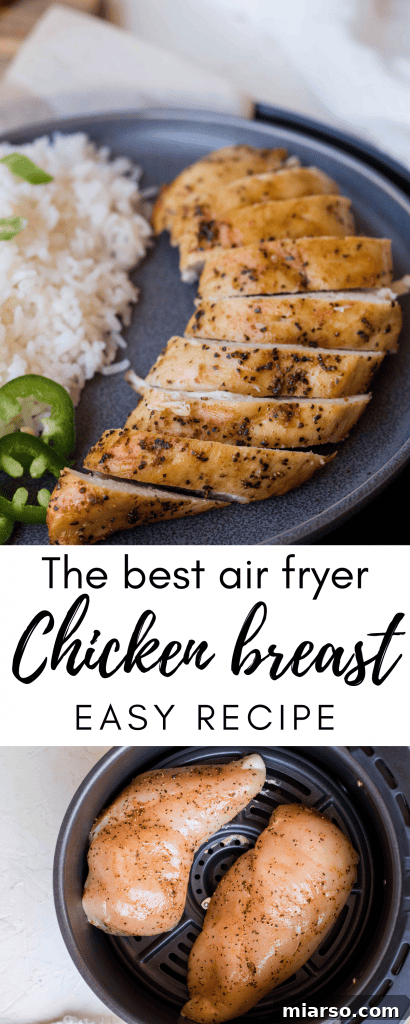 Air fryer chicken breast recipe pin image