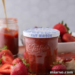 strawberry rhubarb jam recipe in a jar