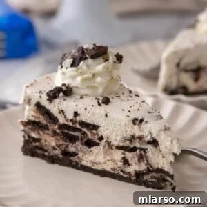 No Bake Oreo Cheesecake Recipe slice on a plate