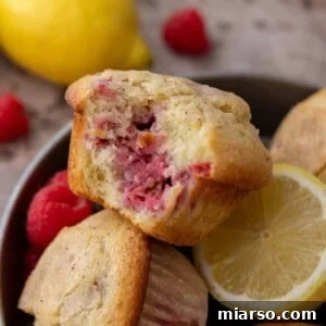 Lemon Raspberry muffins split in half