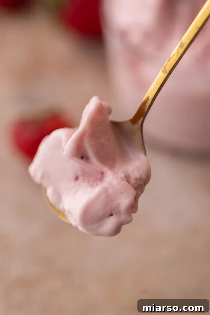 Spoonful of ninja creami strawberry cottage cheese ice cream