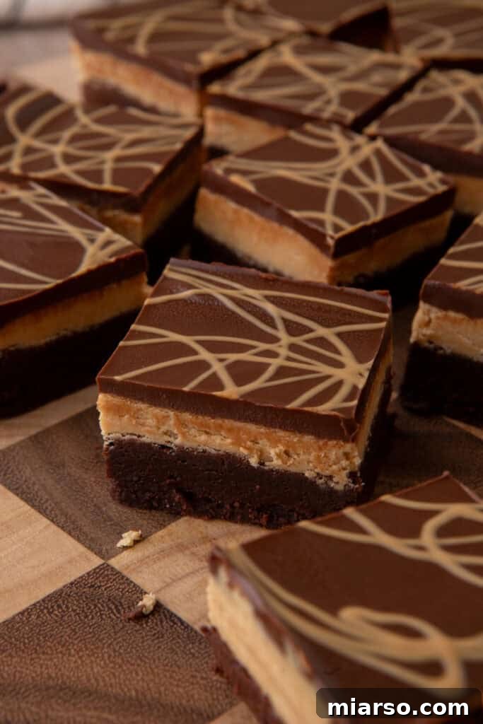 Close-up shot of Buckeye Brownie showing the layers