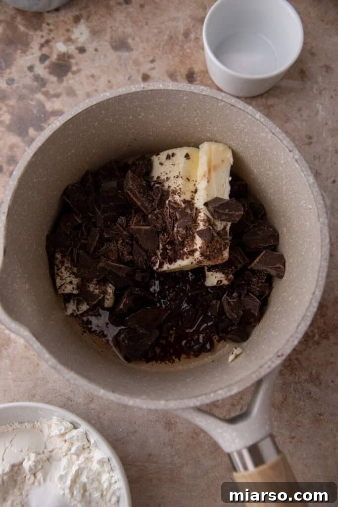 Melting chocolate and butter for brownies