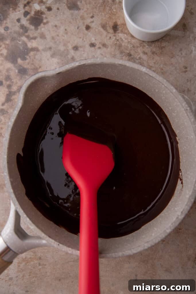 Smooth chocolate mixture for brownie batter