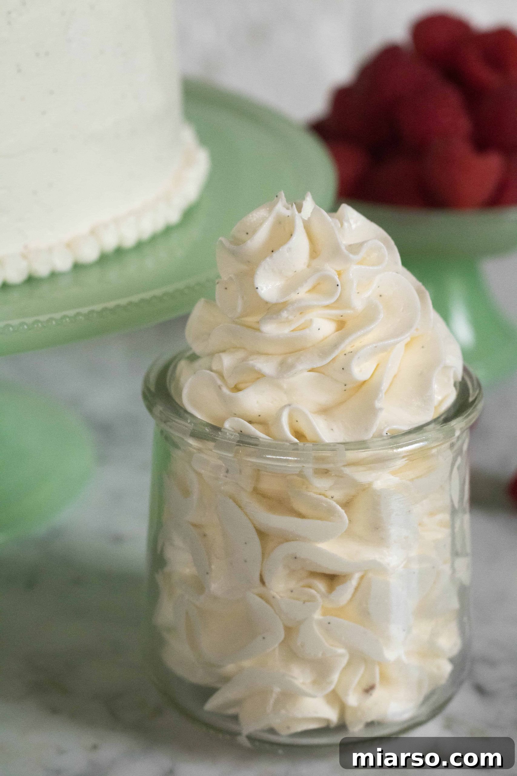 Italian buttercream with vanilla bean specks