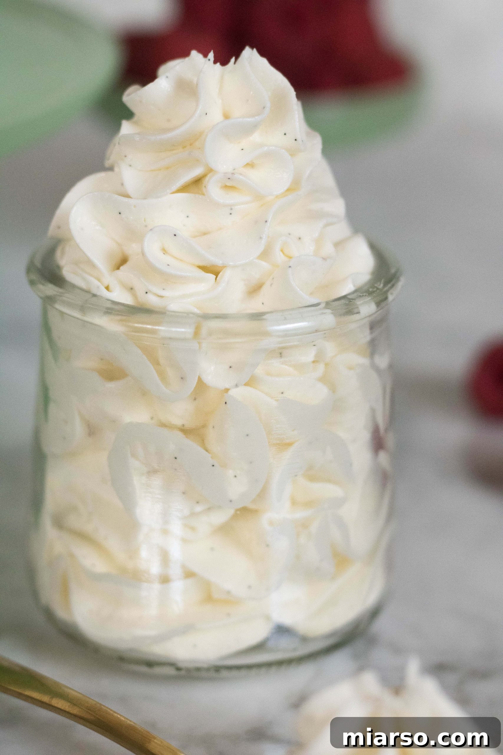 Italian buttercream with vanilla bean specks