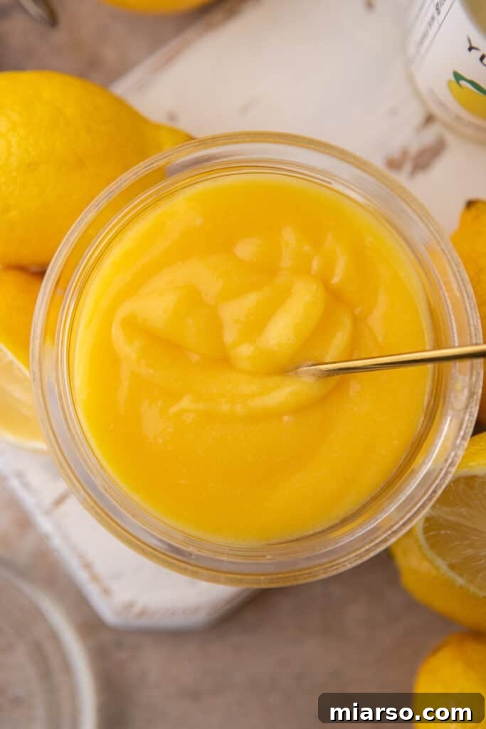 Fresh Yuzu Curd Recipe in a glass jar with an overhead view