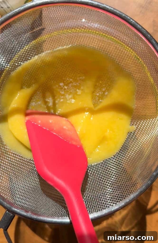 Smooth yuzu curd after straining