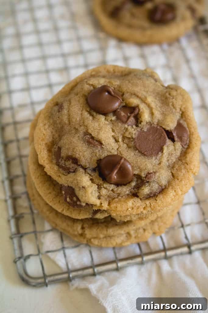 Stack of soft chocolate chip cookies