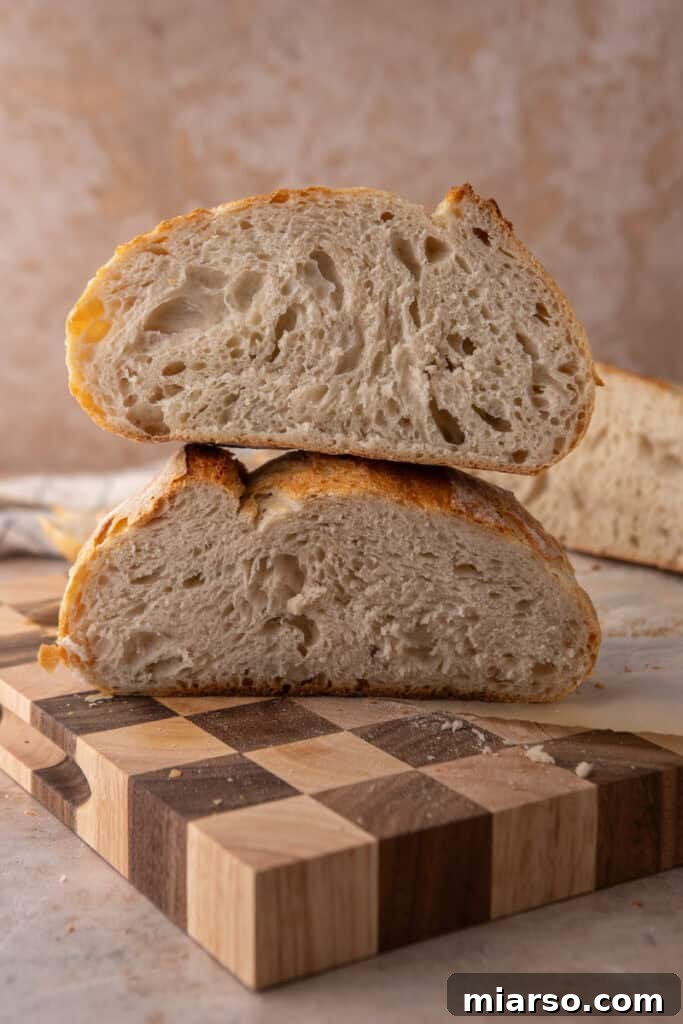 side shot of the same day sourdough bread recipe