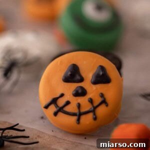 Chocolate covered Oreos spooky halloween pumpkin