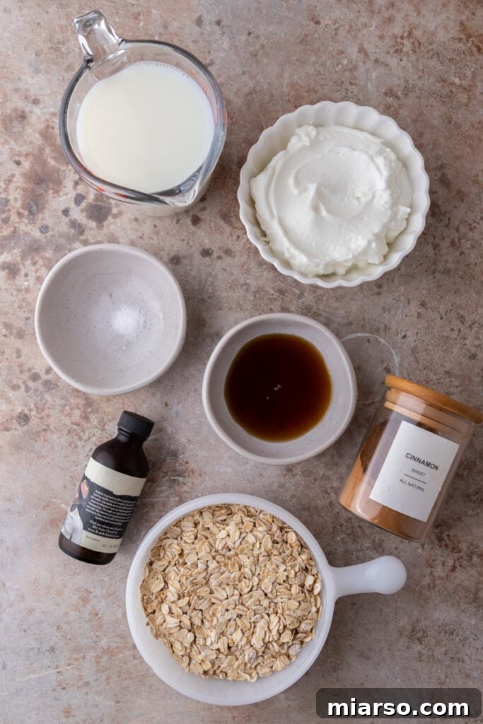High Protein Overnight Oats recipe ingredients