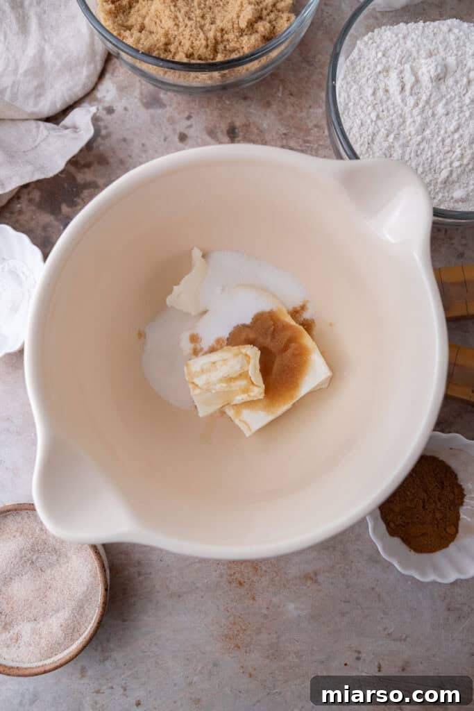 Luscious Pumpkin Cheesecake Cookies 5 filling ingredients in a bowl