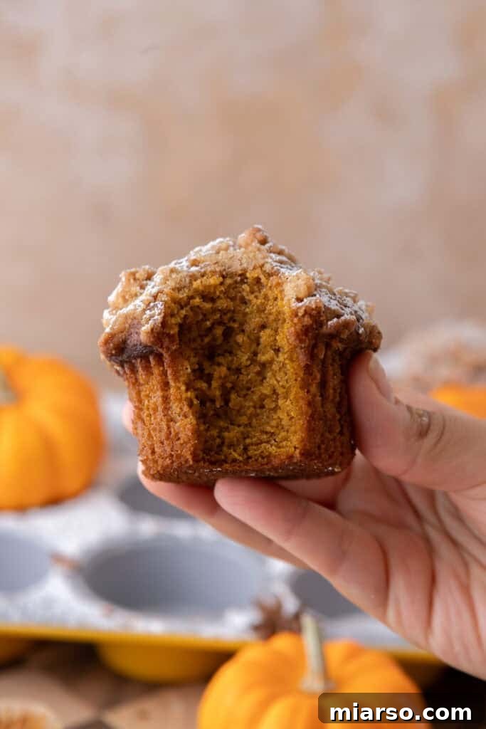 Soft Bakery Pumpkin Muffins Inspired by Panera 15 Panera Bread Pumpkin Muffins recipe with a bite taken out