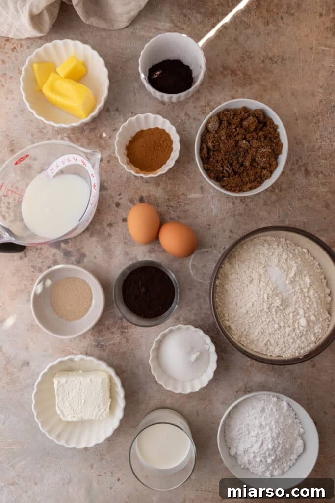 Black Cocoa Cinnamon Rolls recipe ingredients