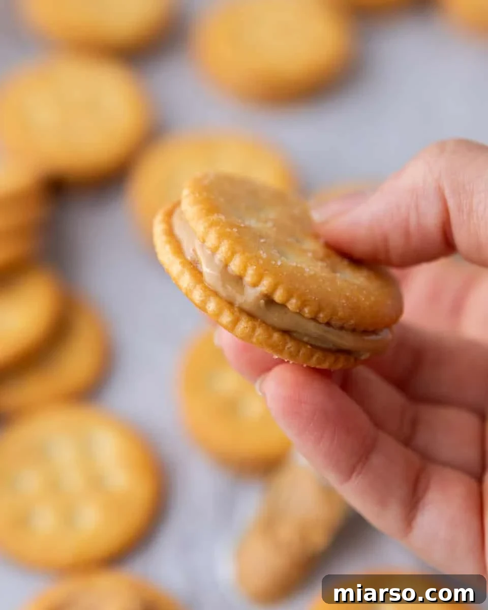 Ritz peanut butter cookie sandwiches before dipping in chocolate