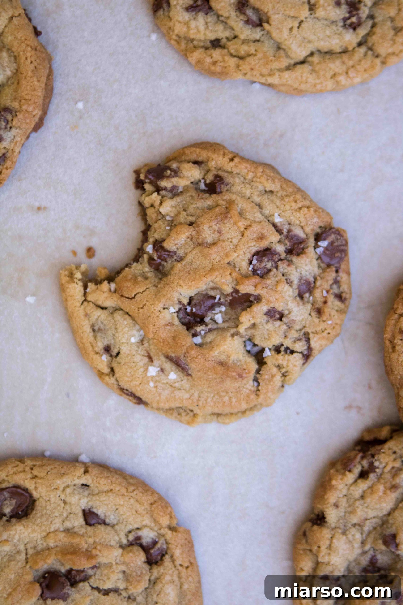 Chocolate chip cookies with brown sugar with crispy edges and gooey centers
