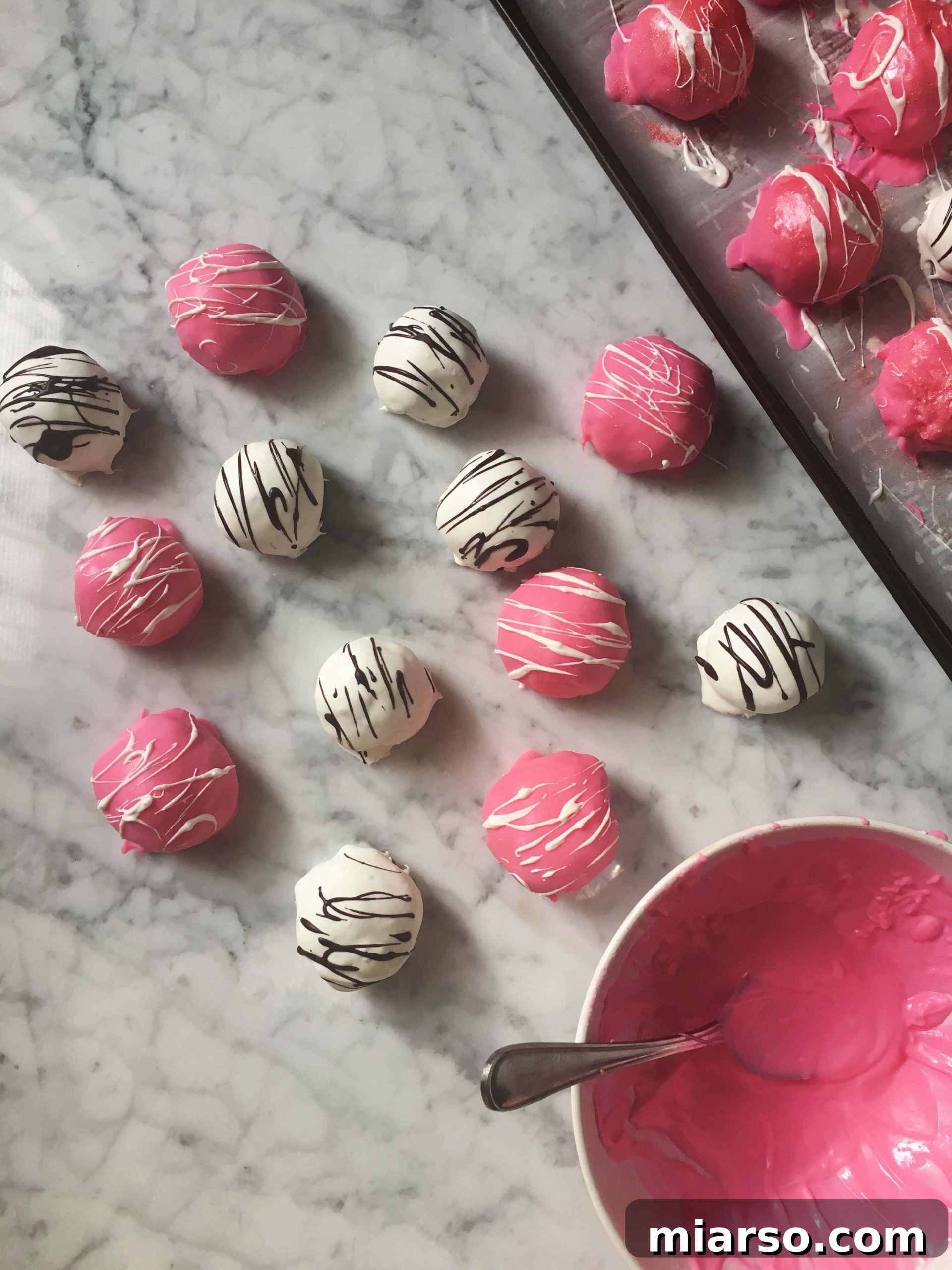 Effortless Cake Truffles No More Waste 4 Beautifully decorated cake truffles and cake balls made from repurposed leftover cake.