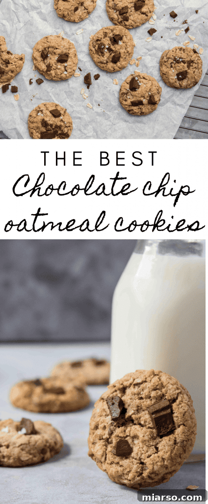 Soft and Chewy oatmeal chocolate chip cookies