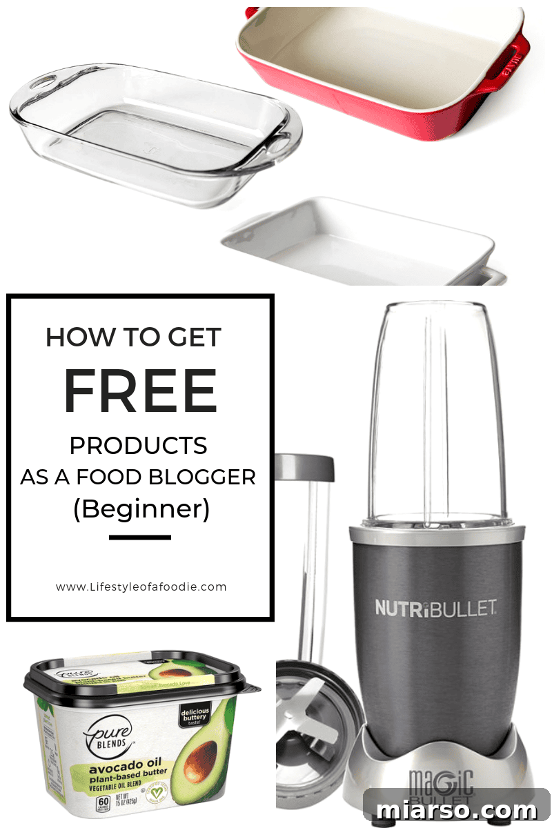 A food blogger's journey to securing free items and sponsorships, shared on Pinterest.