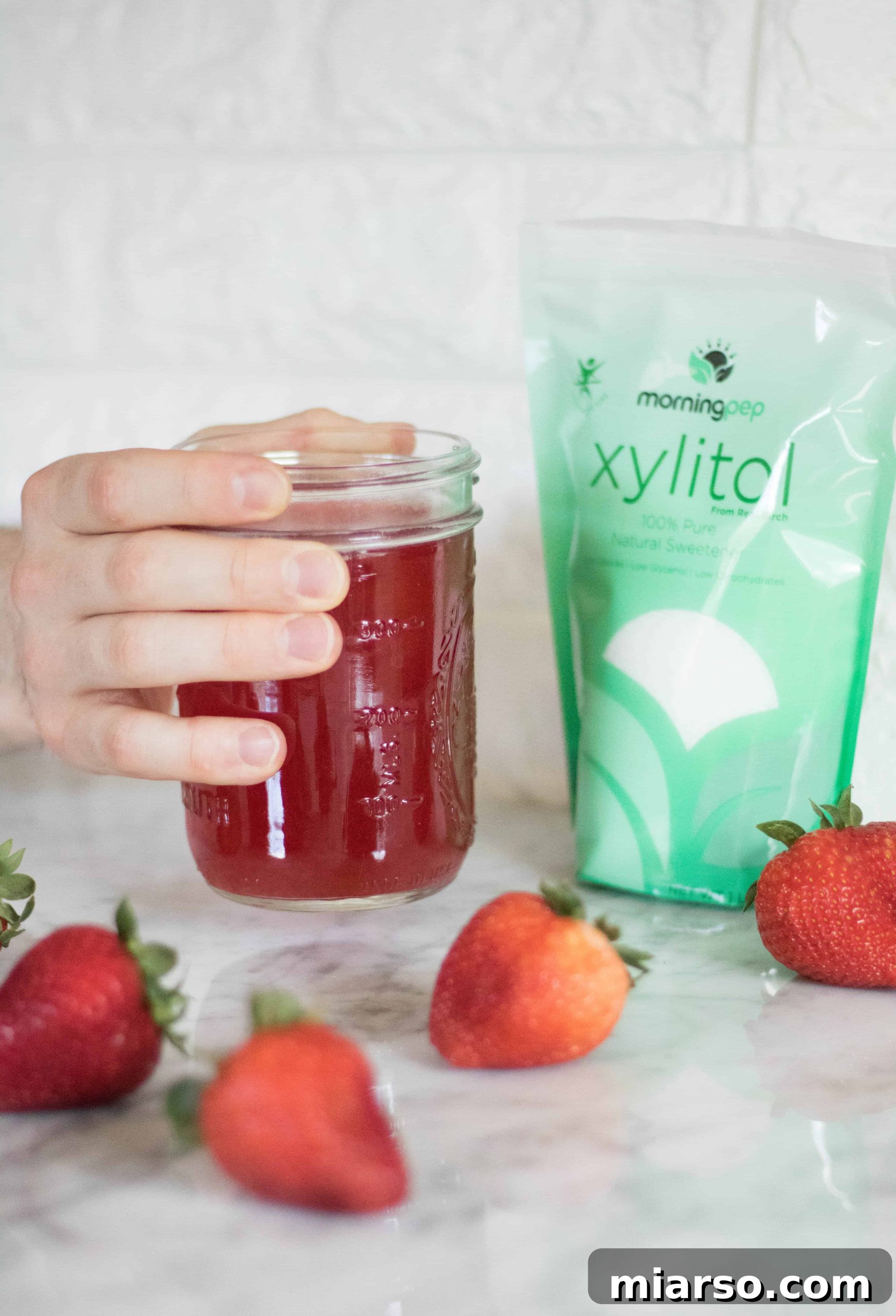 Low Carb Strawberry Xylitol Simple Syrup for Keto Drinks