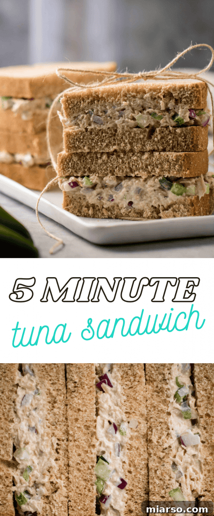 Pin this 5 minute tuna sandwich recipe on Pinterest