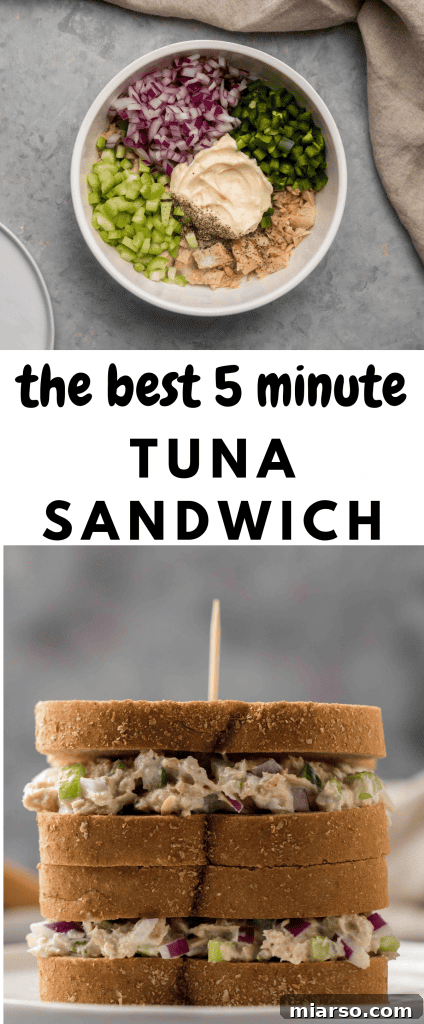 Quick and easy tuna salad sandwich recipe to pin