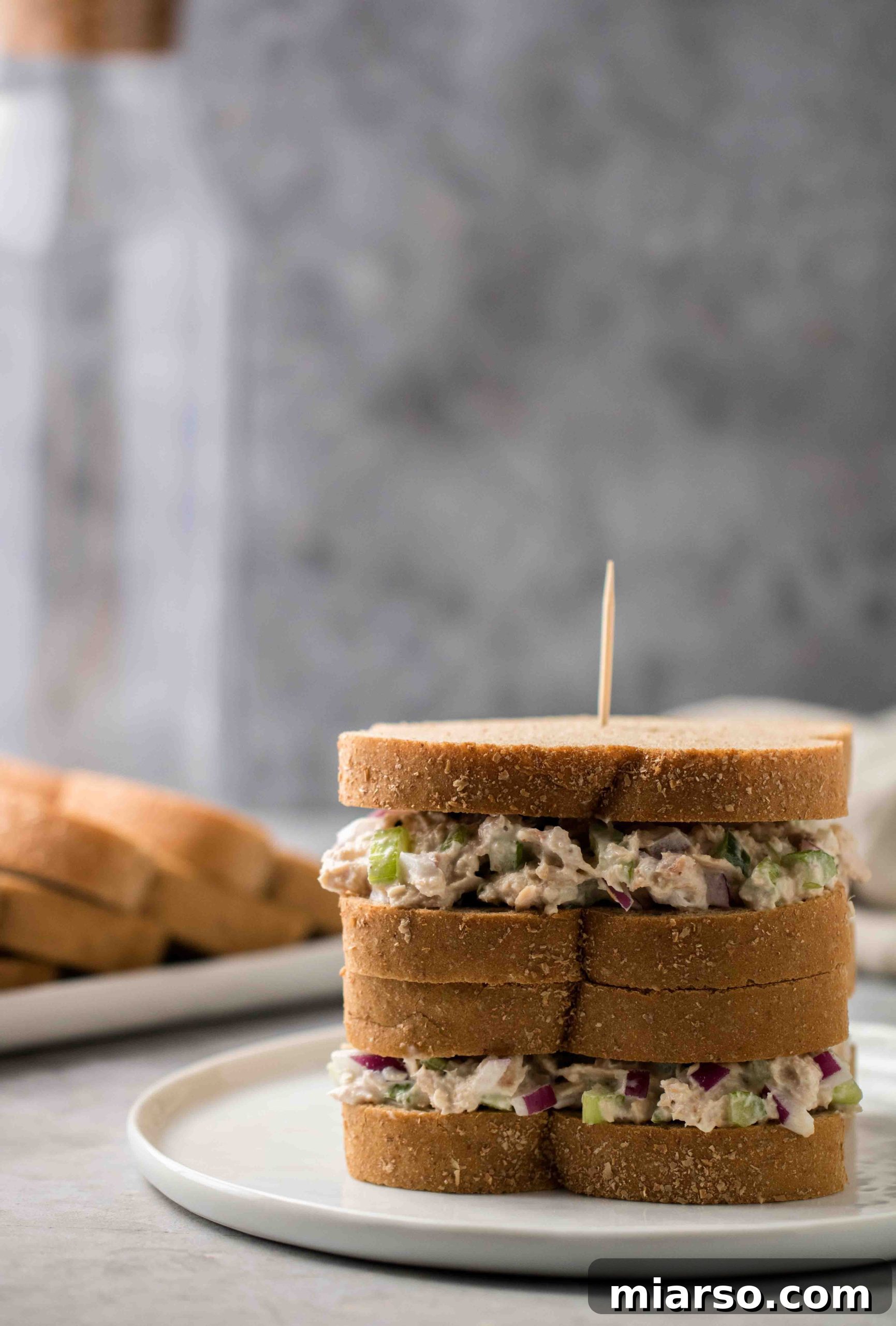 Tuna salad mixture ready for sandwich assembly
