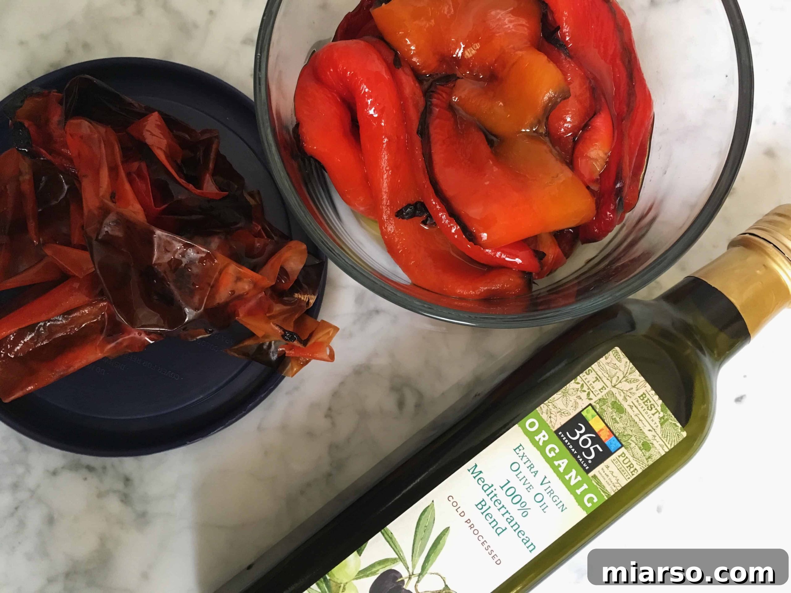 oven roasted red bell pepper with organic olive oil
