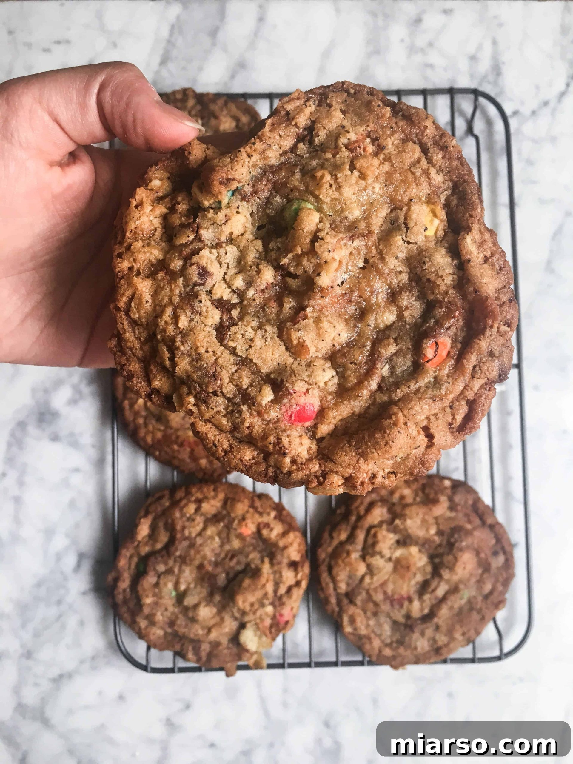 A plate of delicious homemade Compost cookies, also known as everything but the sink cookies, inspired by Momofuku and Milk Bar.