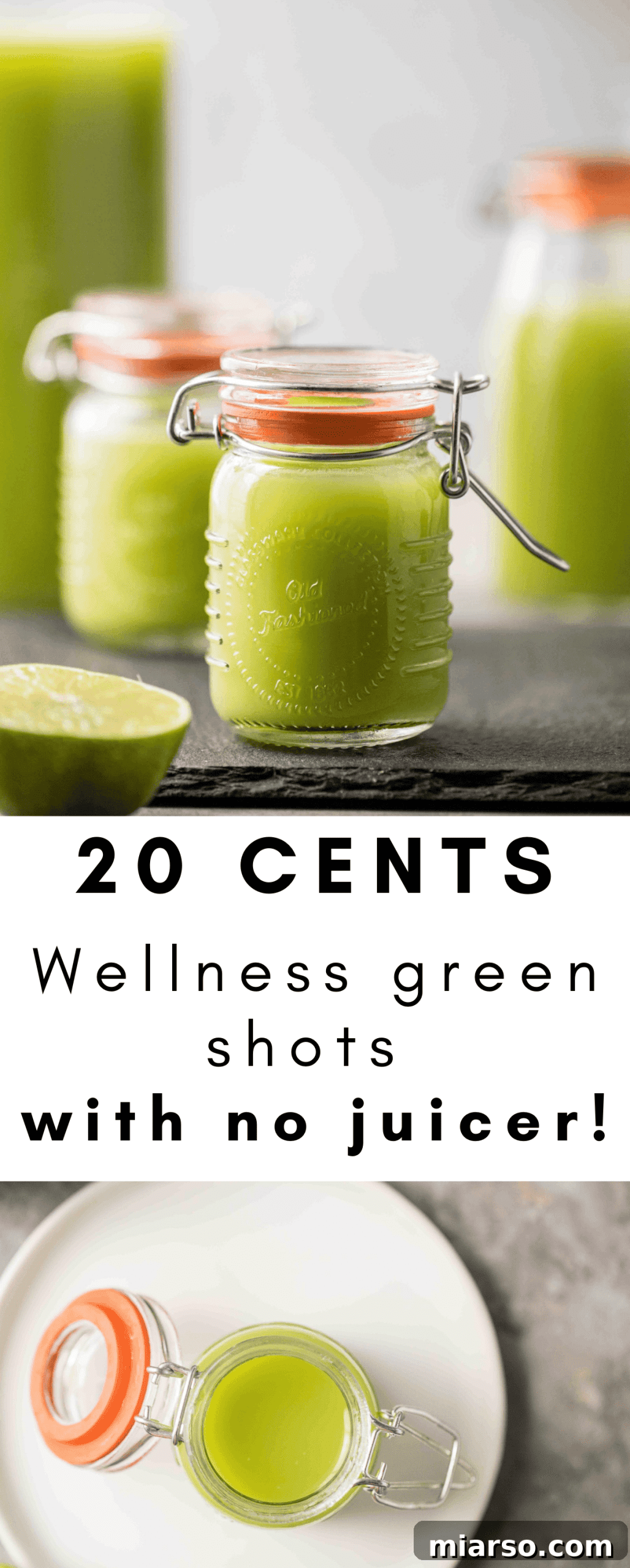 Pinterest pin with ingredient overlay for green shots
