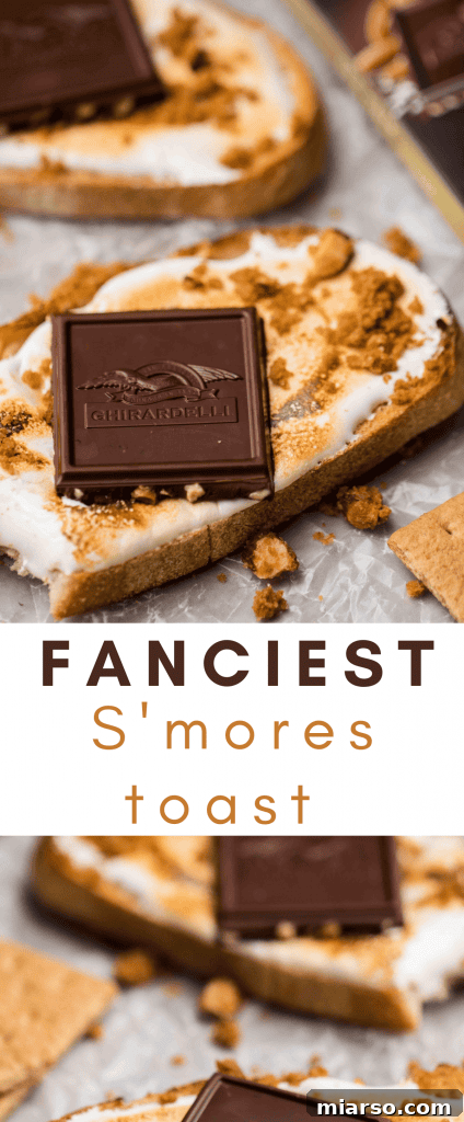 Pinterest pin graphic for fancy easy s'mores toast recipe