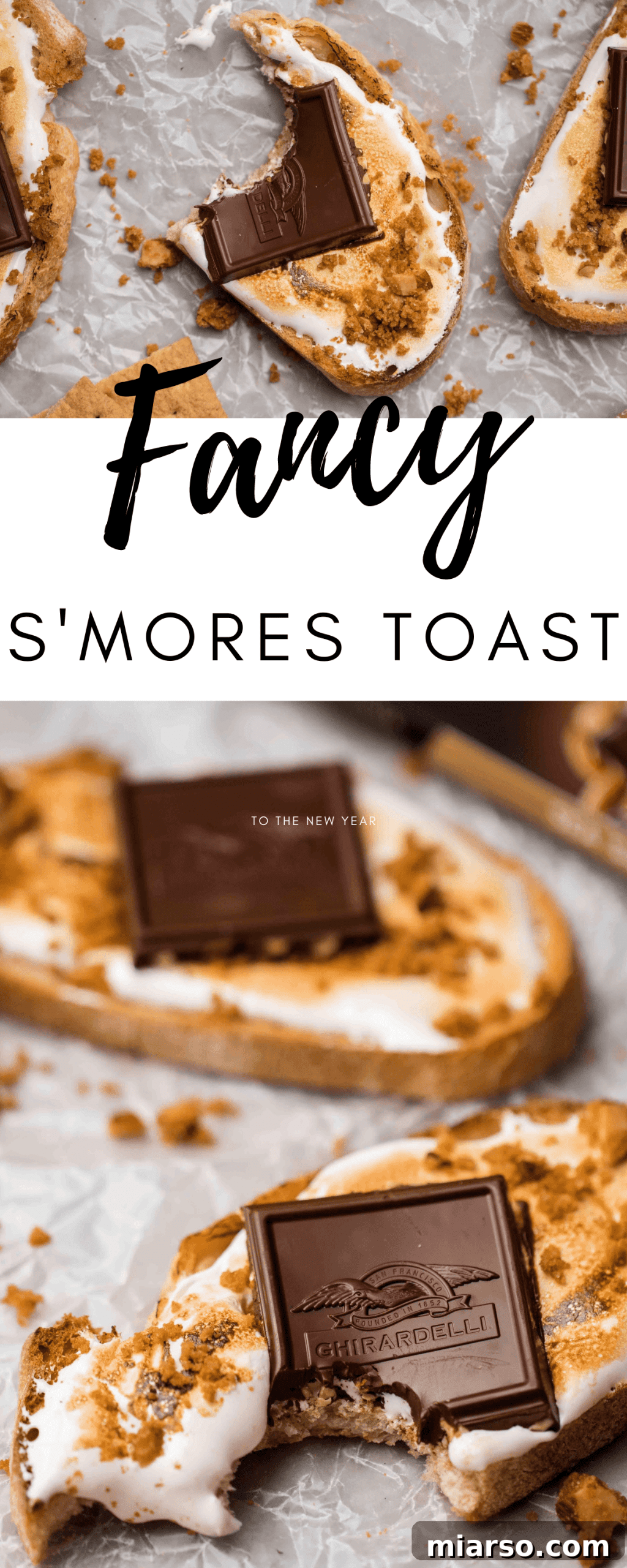 Another Pinterest graphic for the gourmet s'mores toast recipe