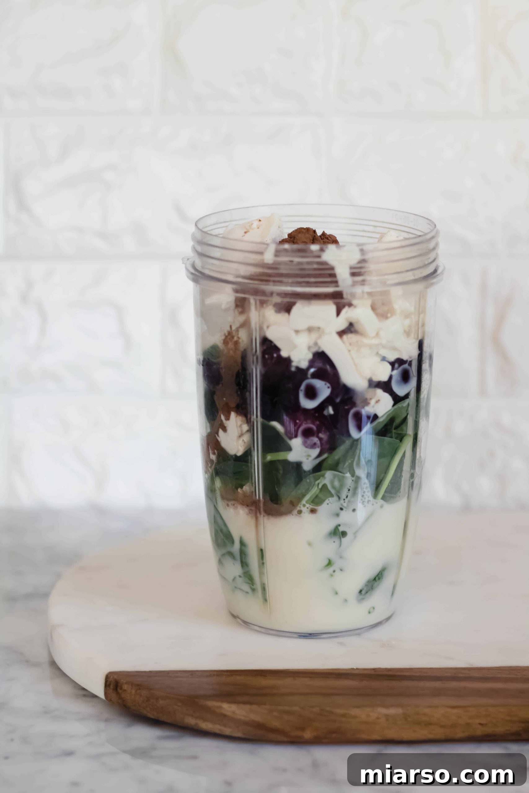 Creamy Vegan High Protein Chocolate Smoothie prepared in a glass